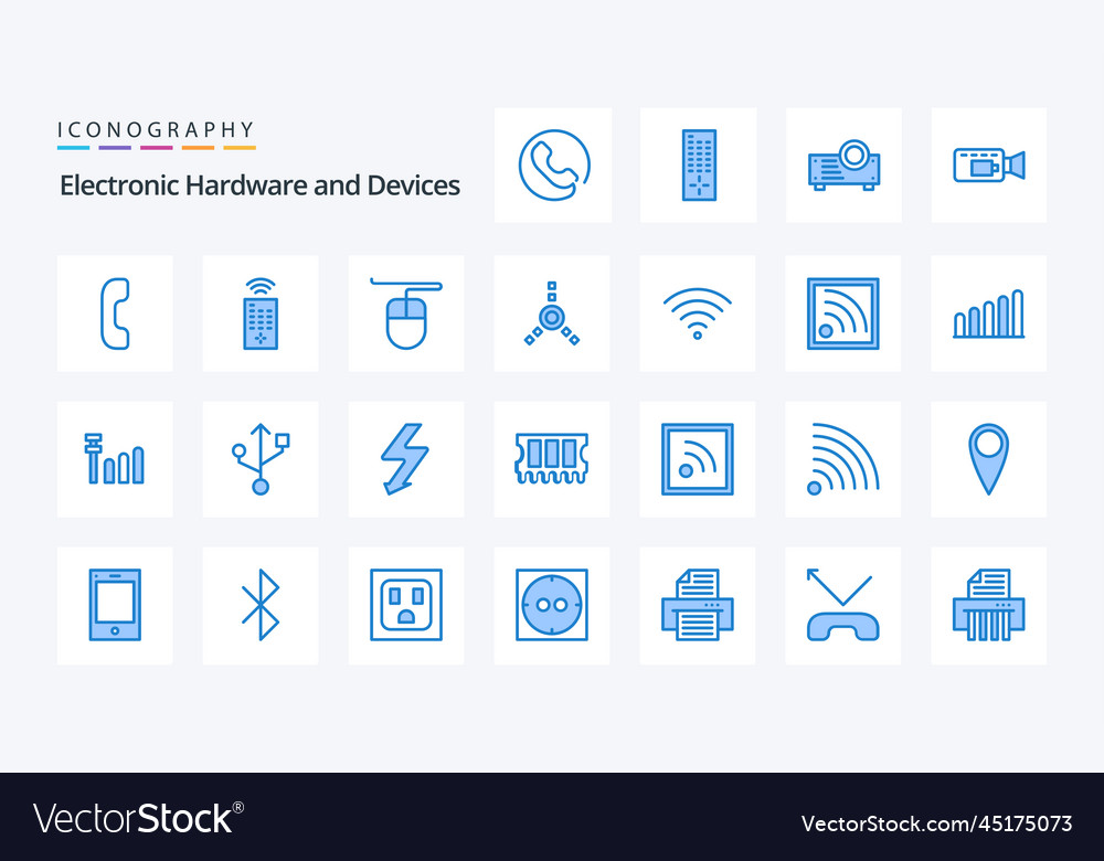 25 devices blue icon pack Royalty Free Vector Image