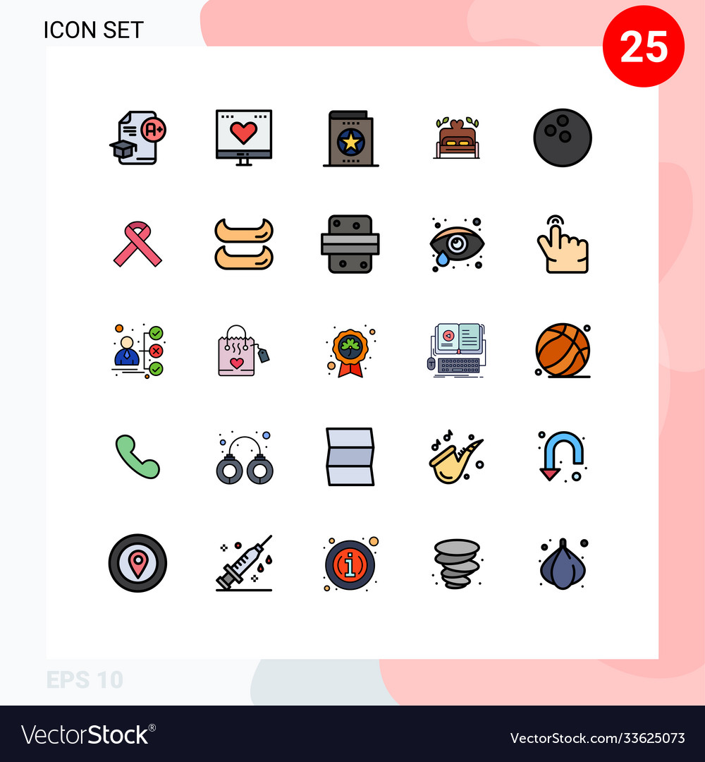 25 user interface filled line flat color pack of Vector Image