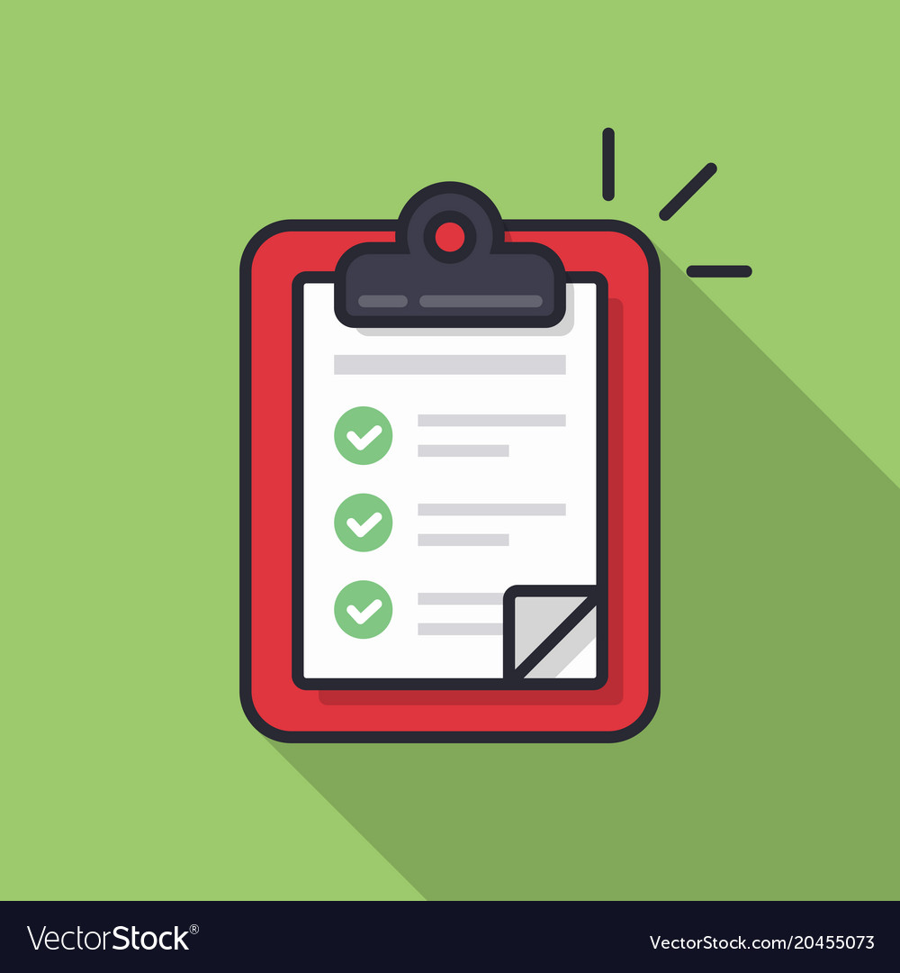 Clipboard with checklist icon flat