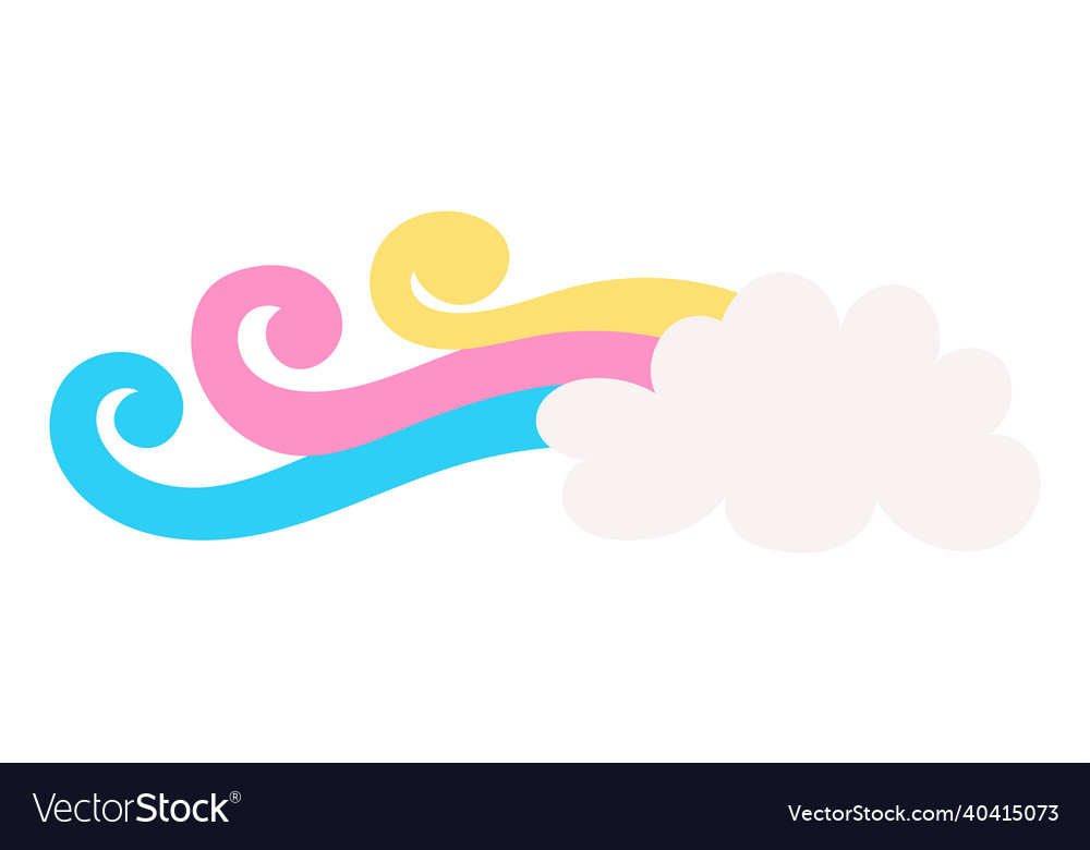 Cute cloud with pastel ribbons fluffy dream sky