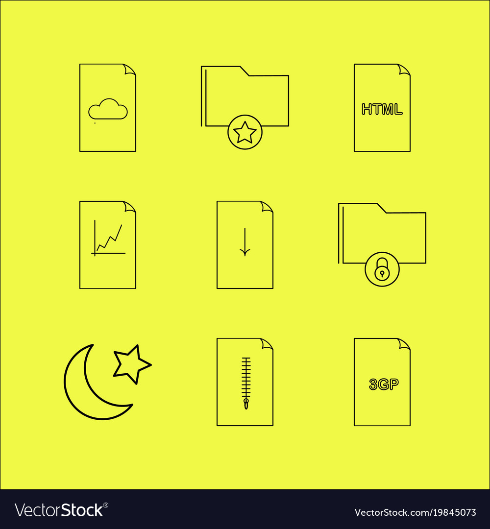 Files and folders linear icon set simple outline