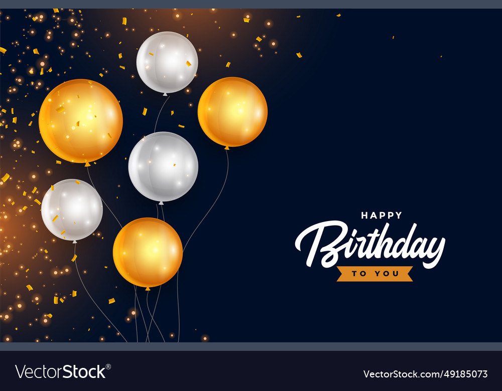 Happy birthday golden and silver balloons Vector Image