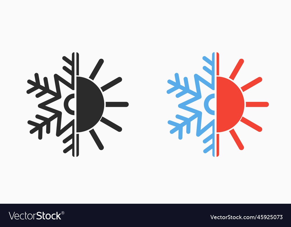 Heißes und kaltes Symbol Sonne Schneeflocke die ganze Saison