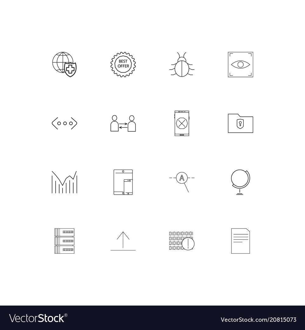 Internet technologies linear thin icons set