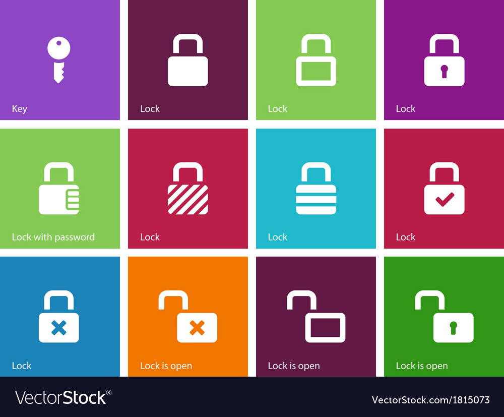 Locks icons on color background
