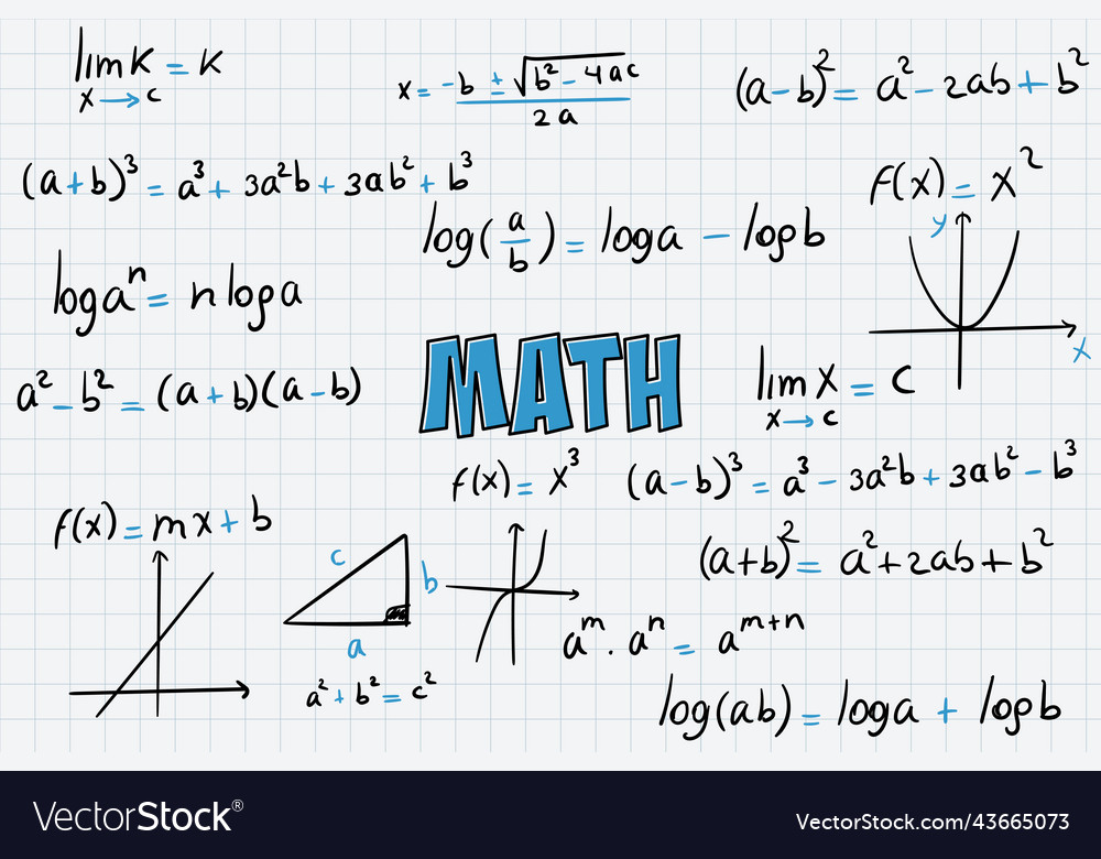 Math exercises formulas and equations Royalty Free Vector