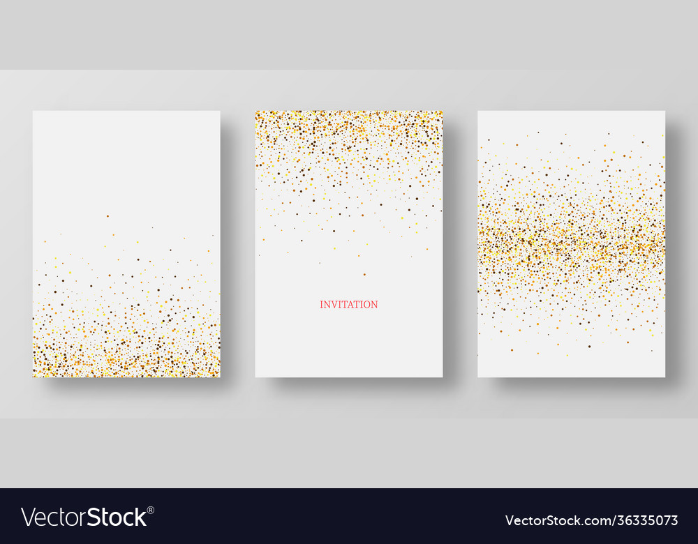 Template design invitation with gold sequin