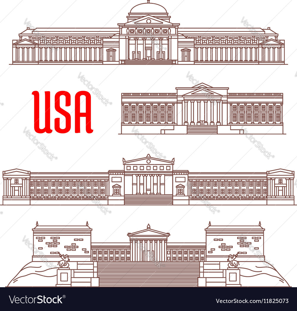 USA travel landmarks icon of architectural sights Vector Image