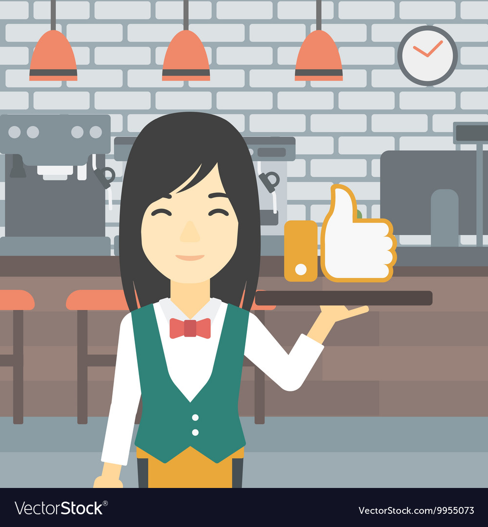 Waitress with like button