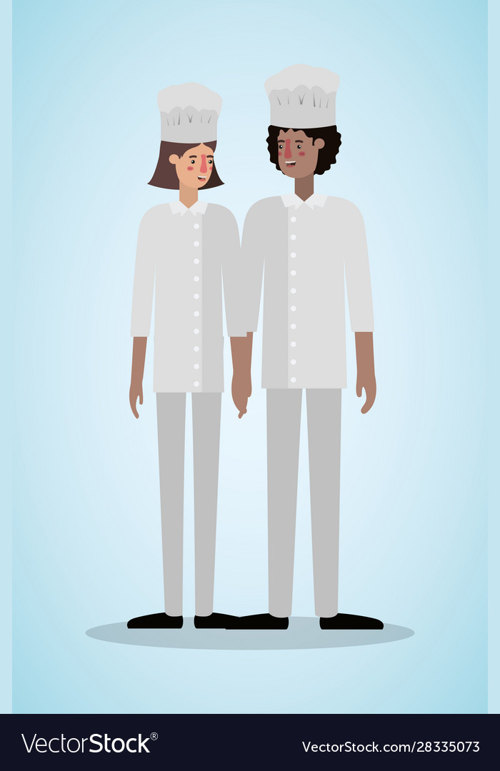 Woman and man chef with hat design