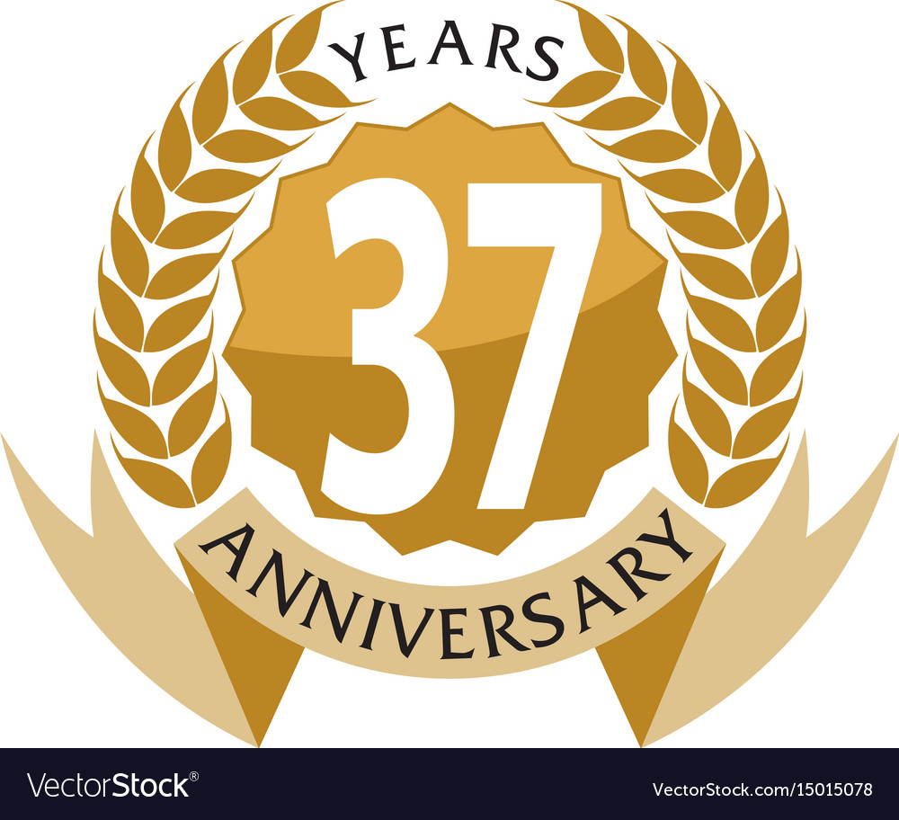 37 years ribbon anniversary Royalty Free Vector Image