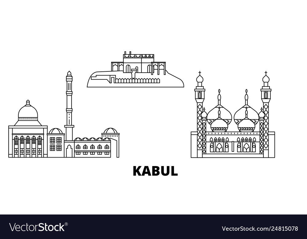 Afghanistan kabul line travel skyline set