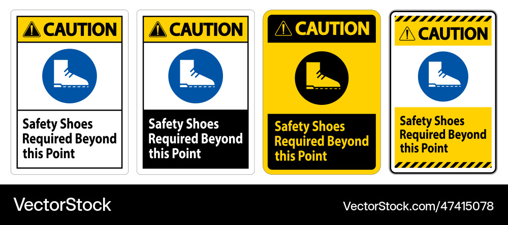 Caution sign safety shoes required beyond Vector Image
