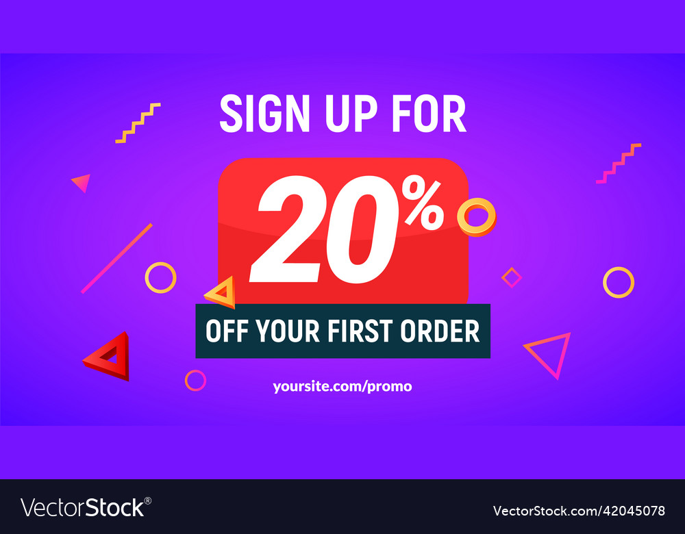 Coupon code discount sign up advertising offer Vector Image