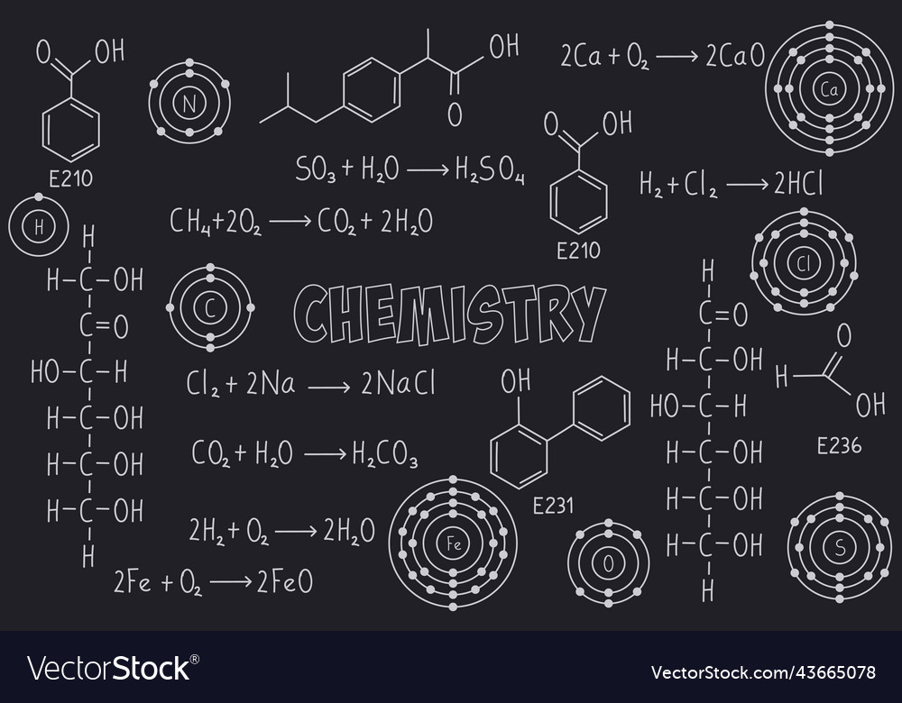 Exercise Notes Chemistry Formulas And Equations Vector Image