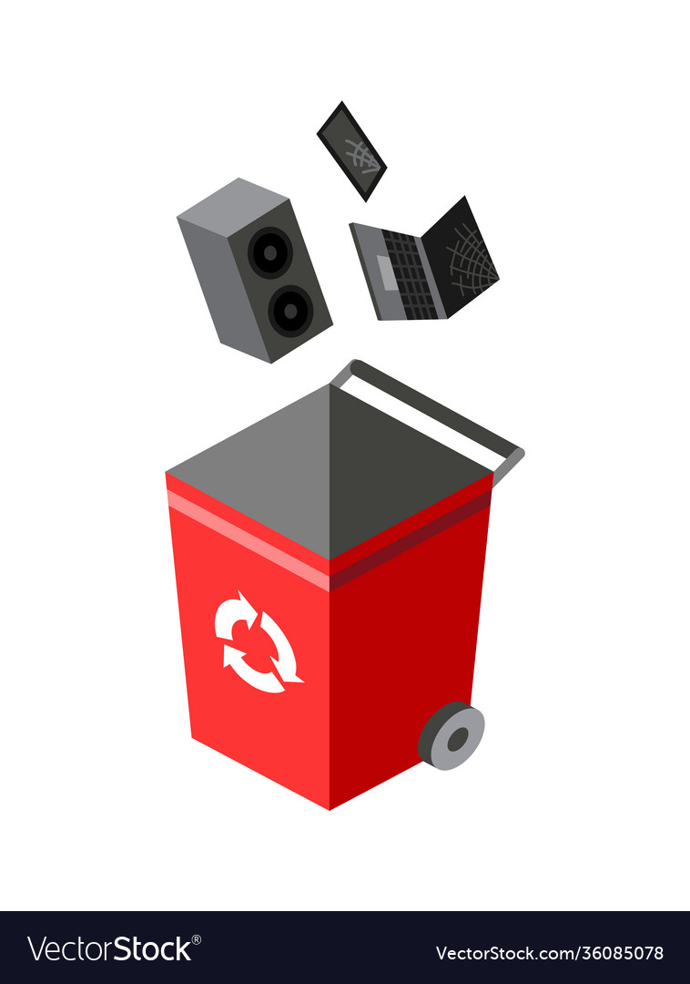 Garbage can for sorting recycling elements vector image Garbage can for sorting recycling elements