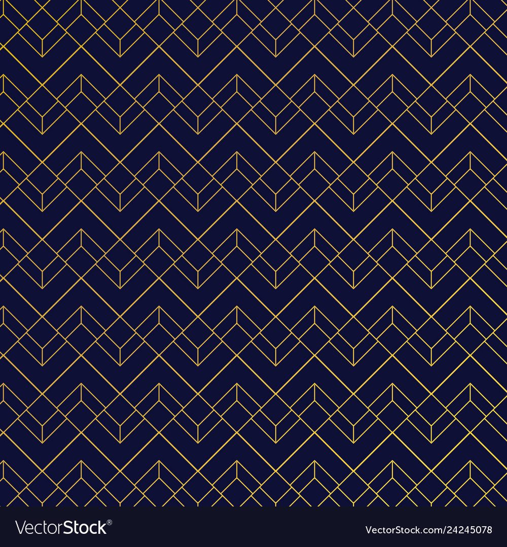 Gold geometric pattern with lines on dark blue Vector Image