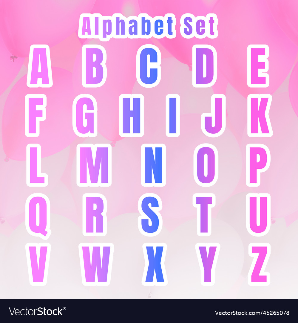 Gradient alphabet letter font set