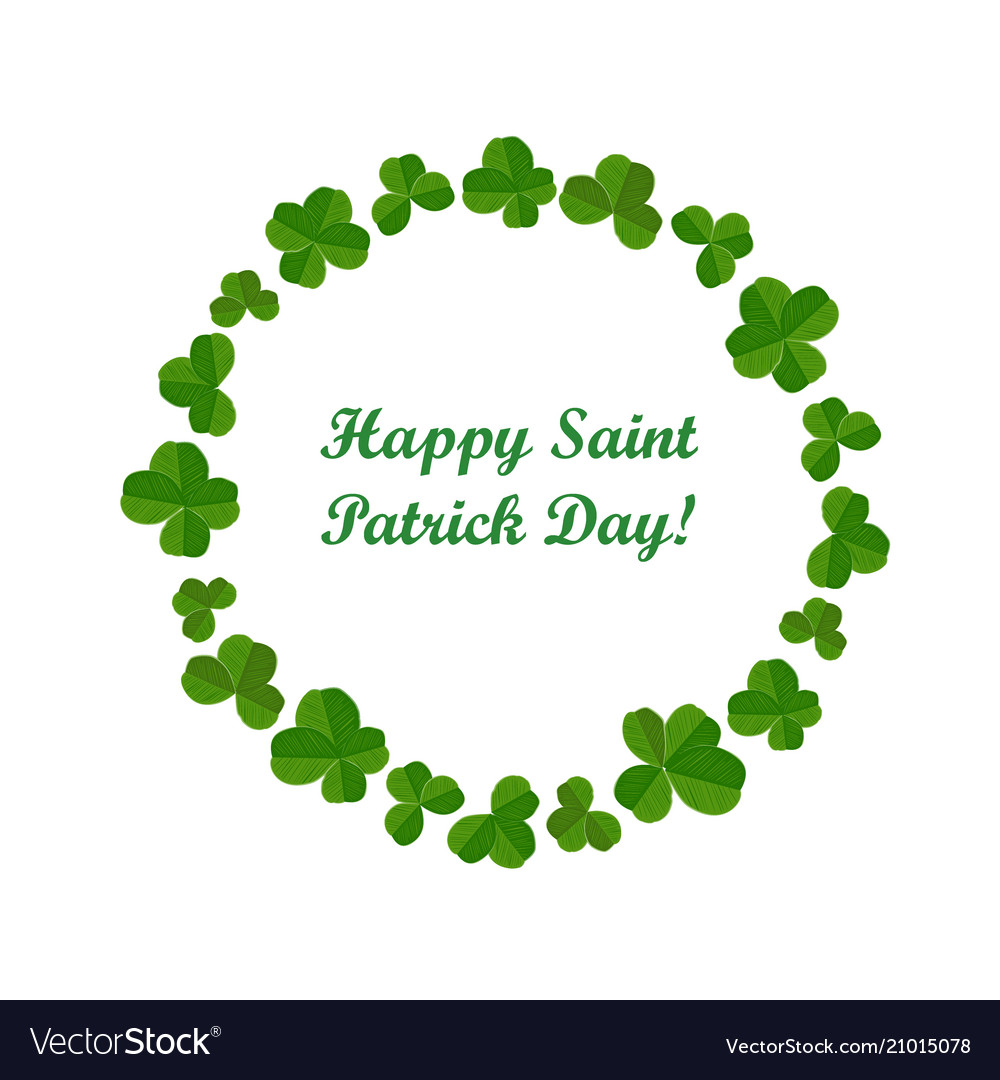 Happy stpatricks day card with cute shamrock Vector Image