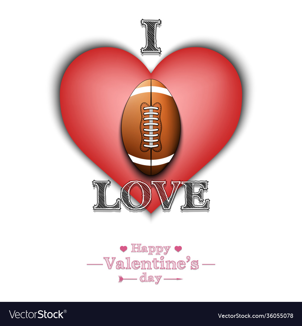 I love football happy valentines day Royalty Free Vector