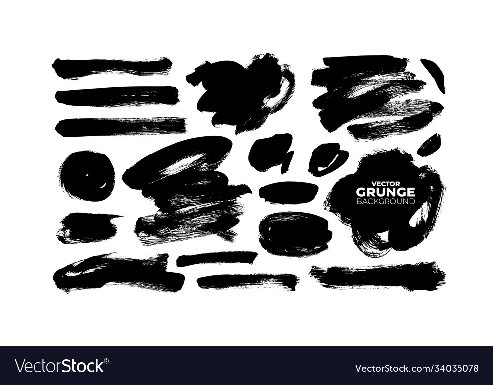 Ink brush strokes and shapes collection vector image Ink brush strokes and shapes collection