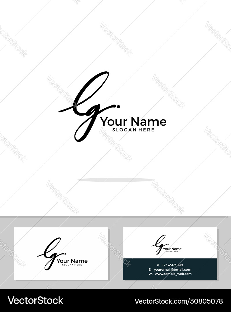 L G Lg Initial Logo Signature Handwriting Vector Image
