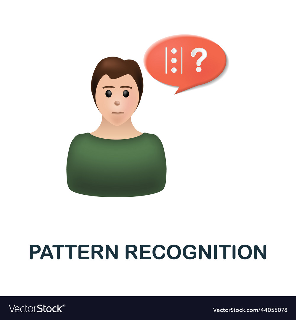 Pattern recognition icon 3d from cognitive skills vector image Pattern recognition icon 3d from cognitive skills