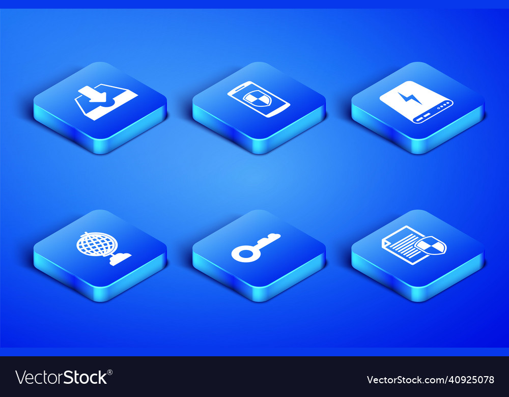 Set document protection download inbox key vector image Set document protection download inbox key