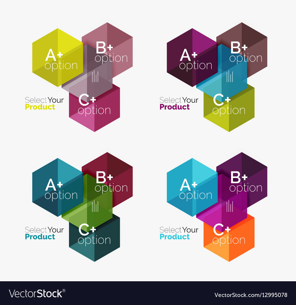 Set of business hexagon layouts with text
