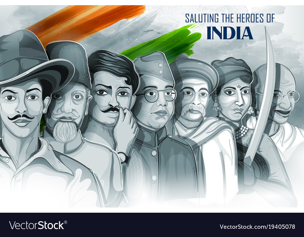 Tricolor india background with nation hero and Vector Image