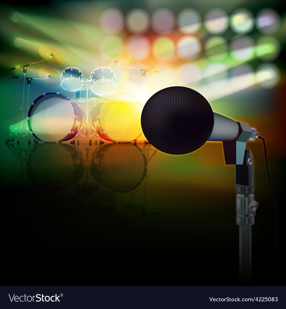 Abstract background with drum kit and microphone