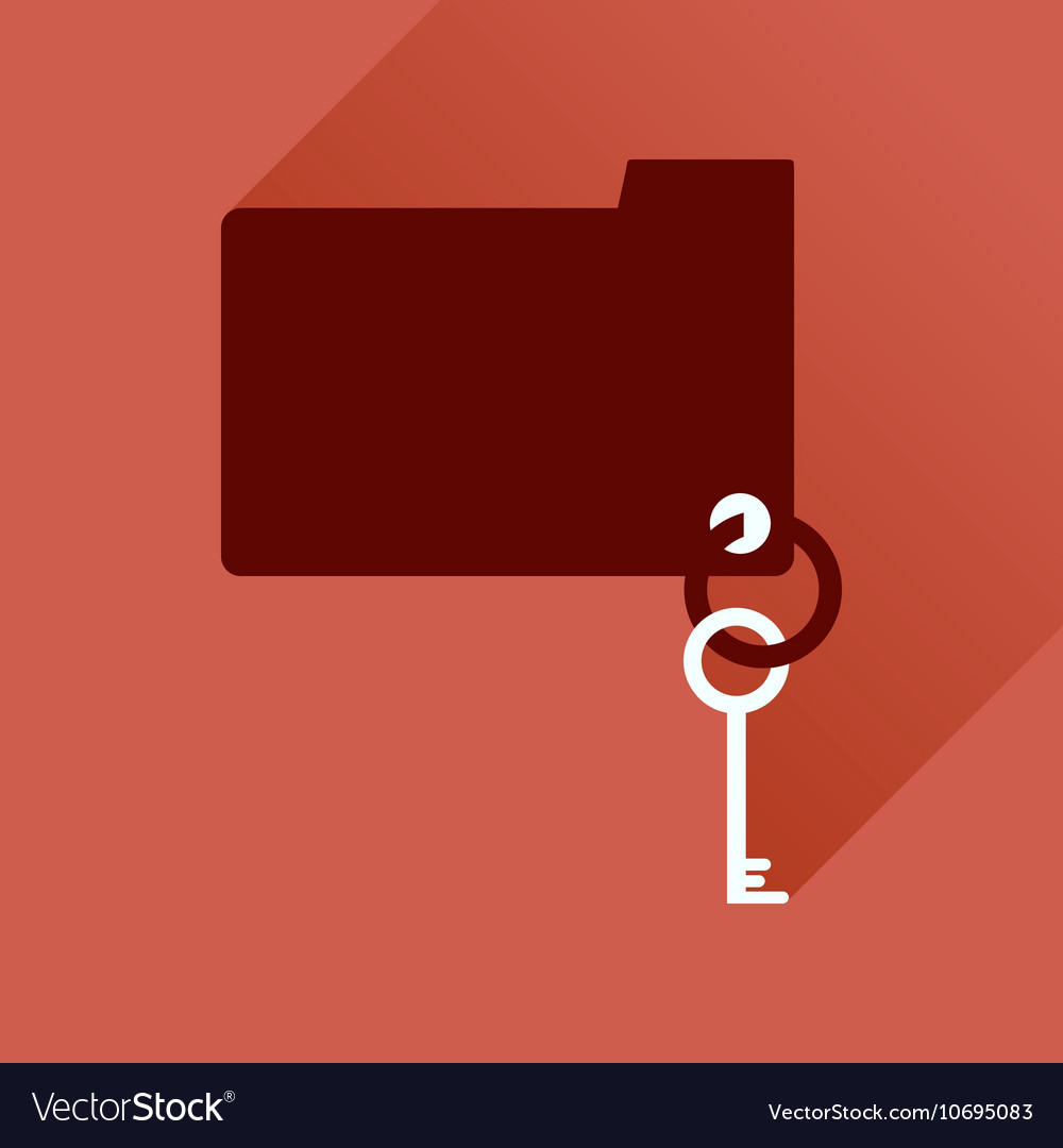 Flat icon with long shadow key folder