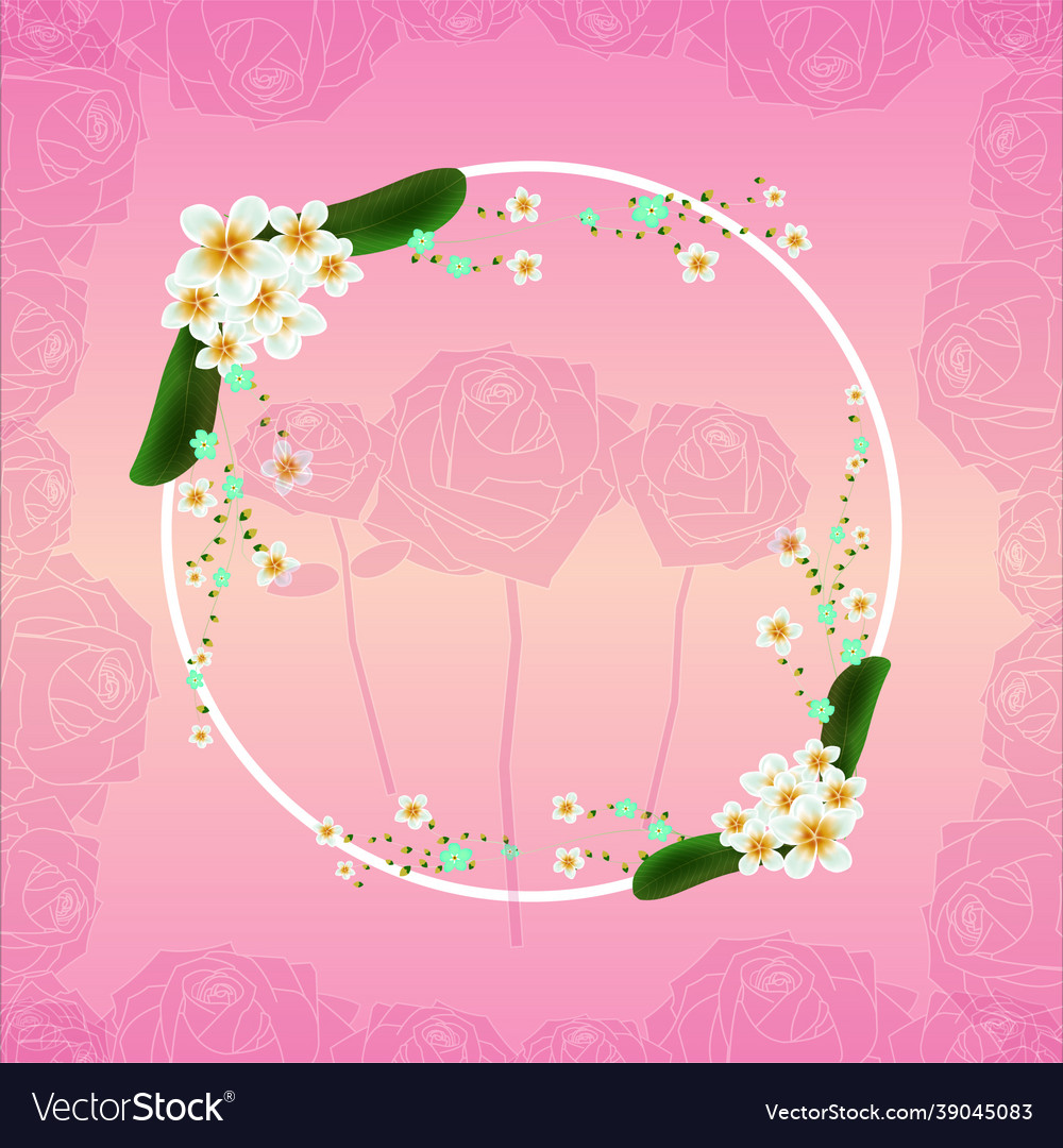 Frangipani flowers on circle frame pink