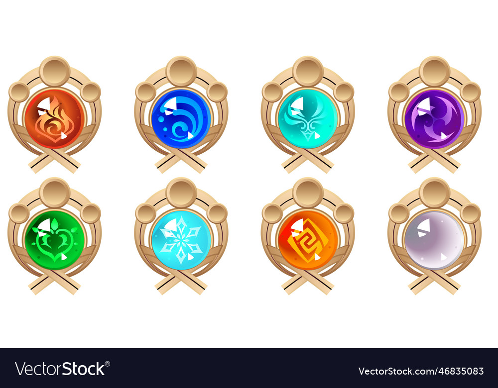 Genshin impact inazuma vision all elements Vector Image