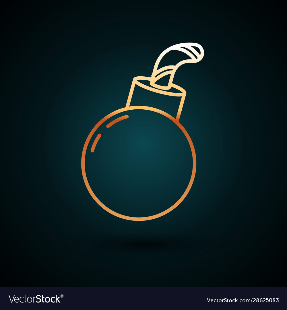 Gold-Linie Bombe bereit zu explodieren Icon isoliert vector image Gold-Linie Bombe bereit zu explodieren Icon isoliert
