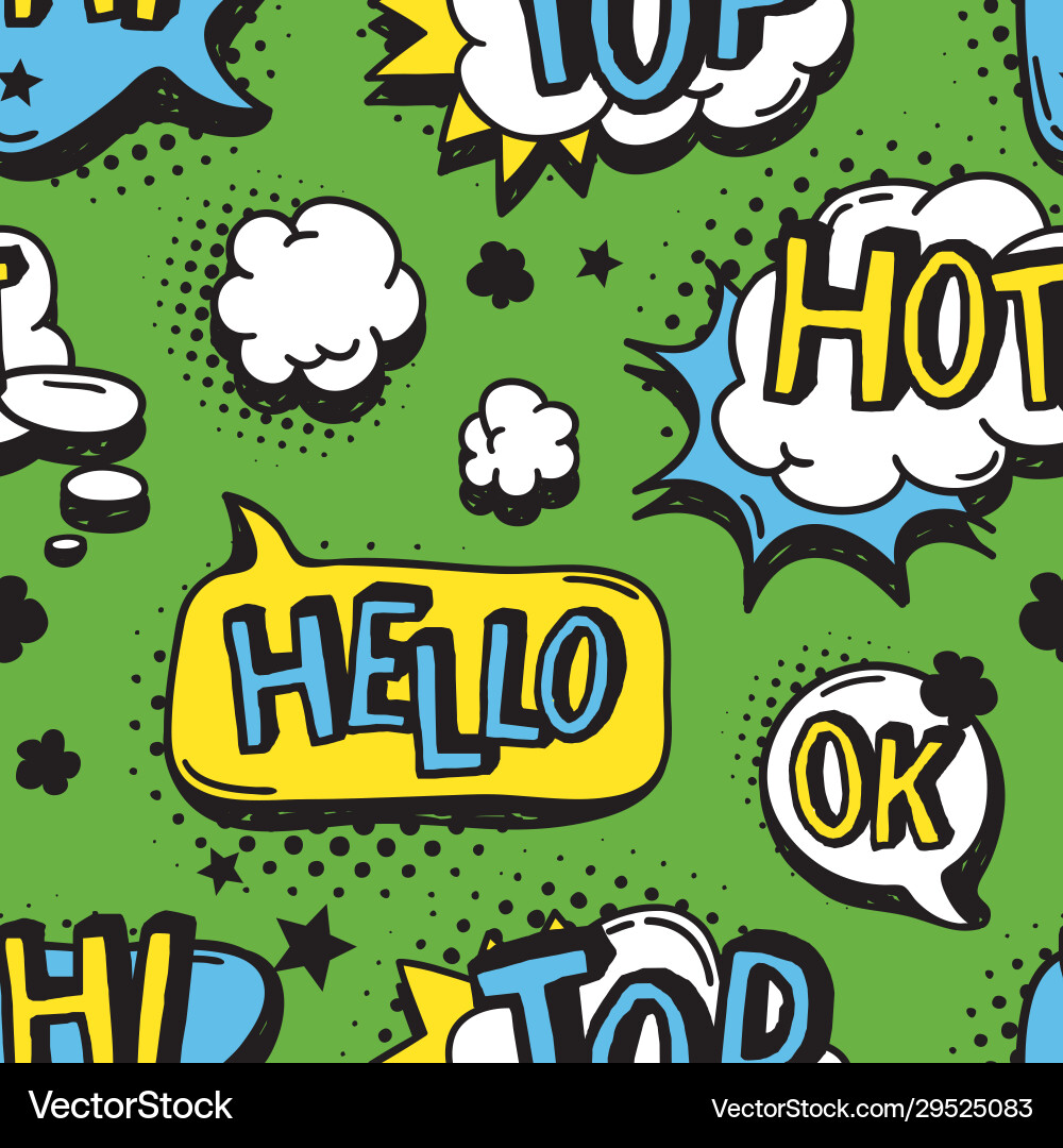 Hand drawn seamless pattern with speech bubbles Vector Image