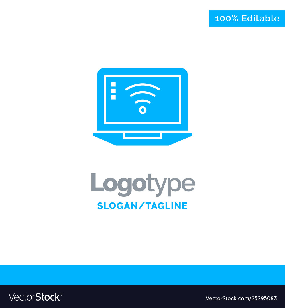 Laptop computer signal wifi blue business logo