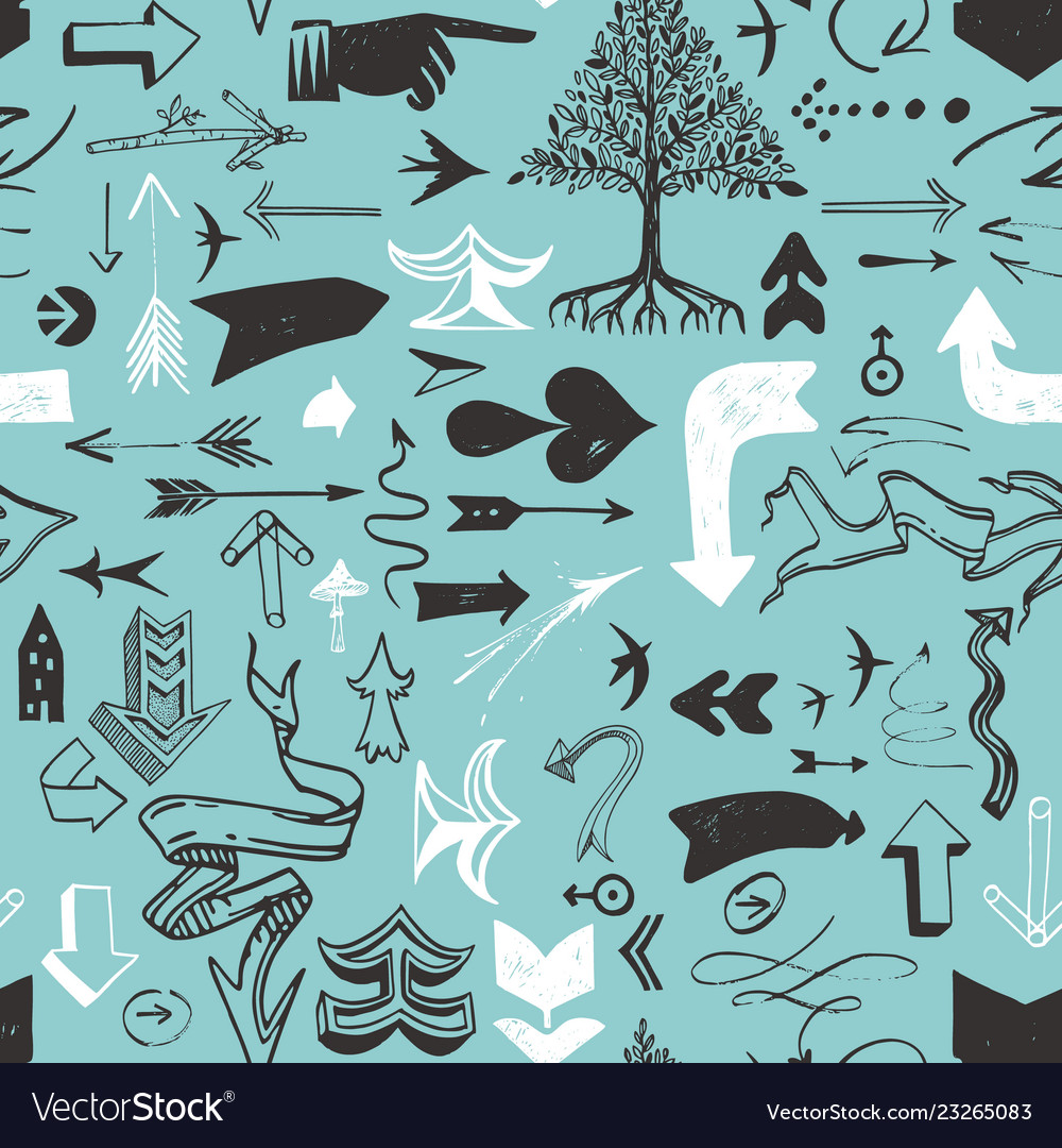 Pattern with various typographic arrows vector image Pattern with various typographic arrows
