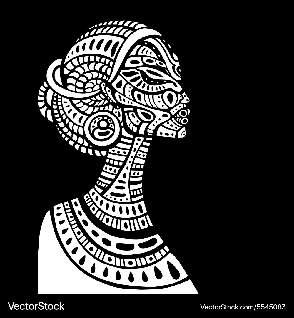 Profile beautiful african woman Royalty Free Vector Image