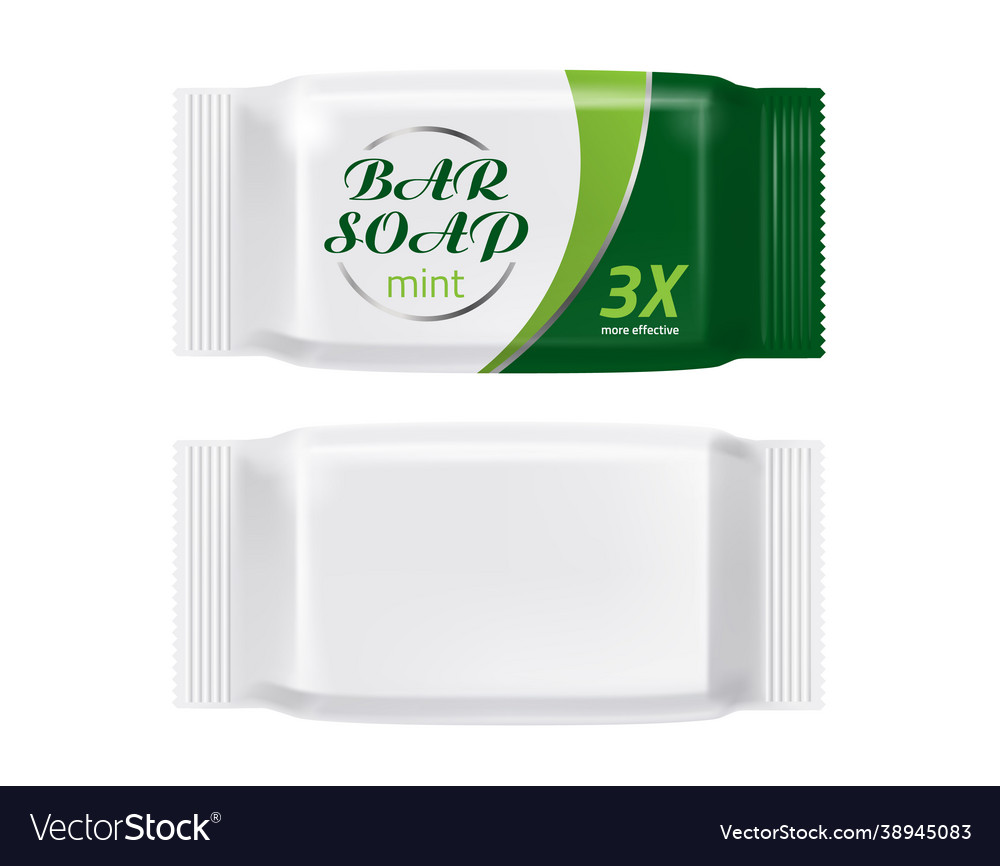 Realistic soap bar package mockup branding Vector Image