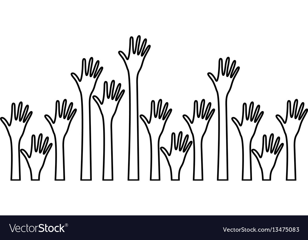 Silhouette set hands up and opened icon