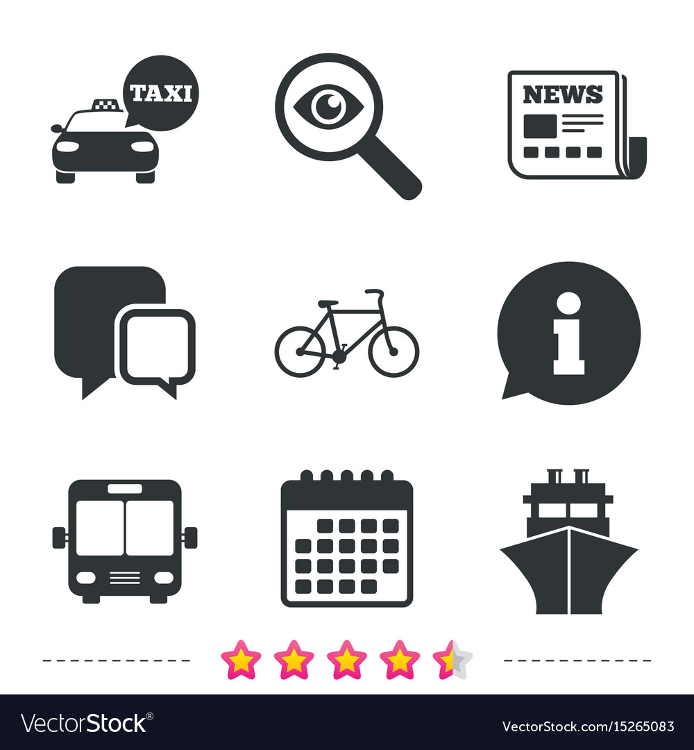 Transport icons taxi car bicycle bus and ship