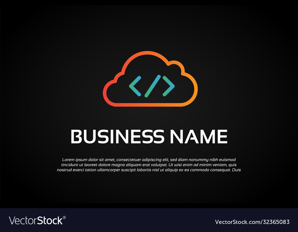 Unique colorful cloud coding logo template vector image Unique colorful cloud coding logo template