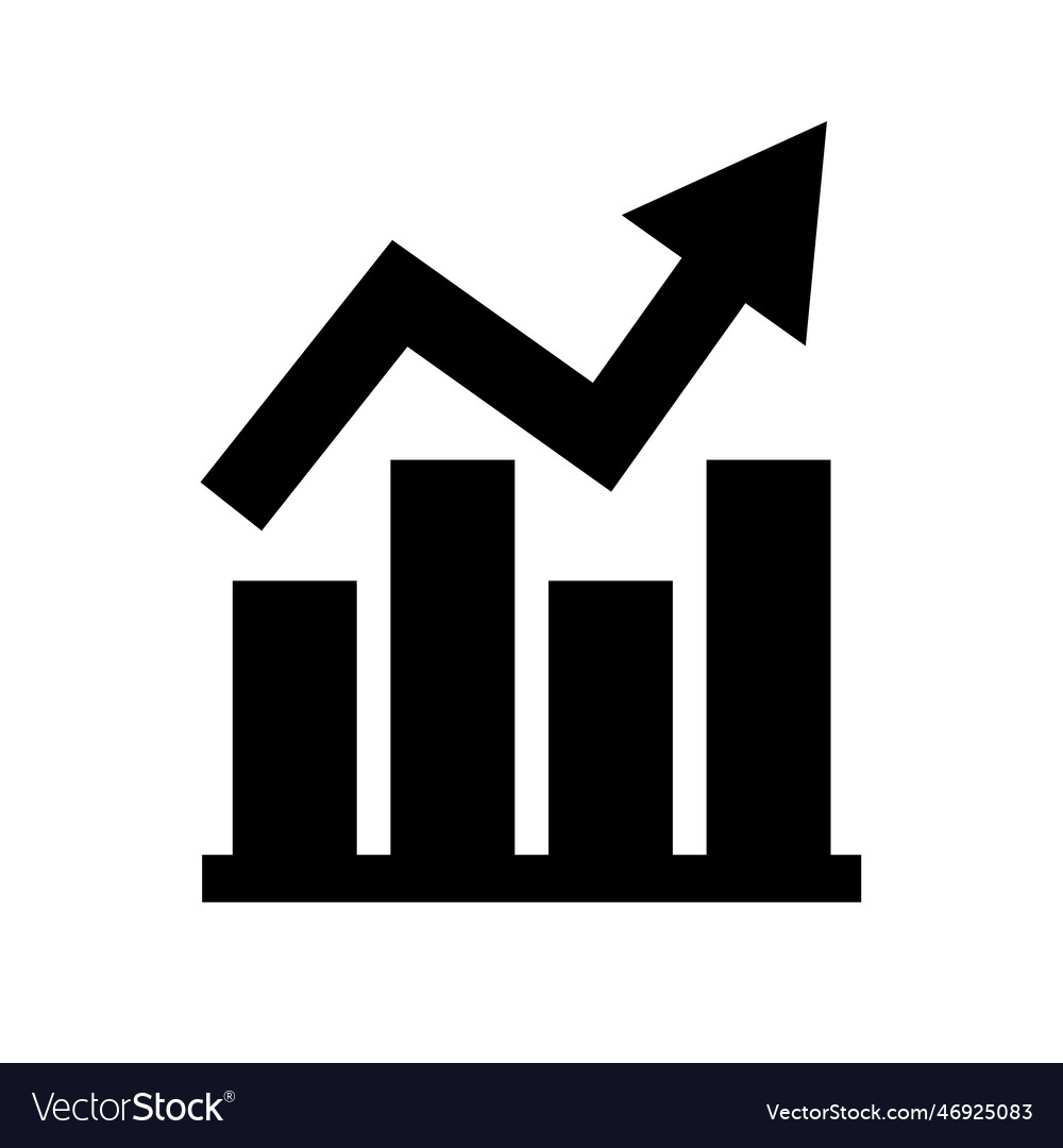 Uptrend bar graph silhouette icon Royalty Free Vector Image