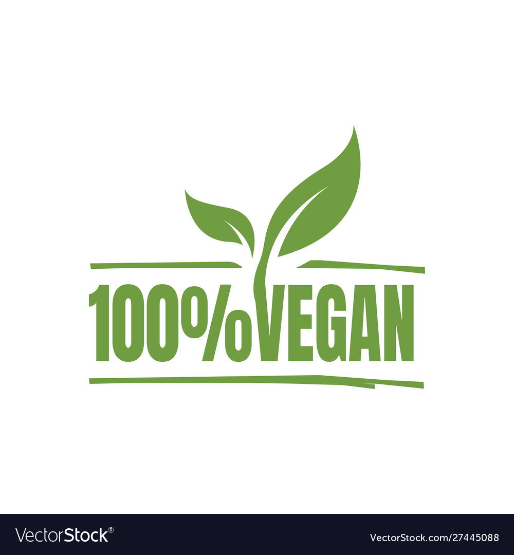 100% Vegan Logo - Green Leaf Mark
