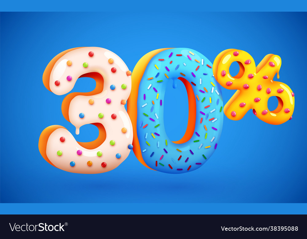 30 percent off discount dessert composition 3d