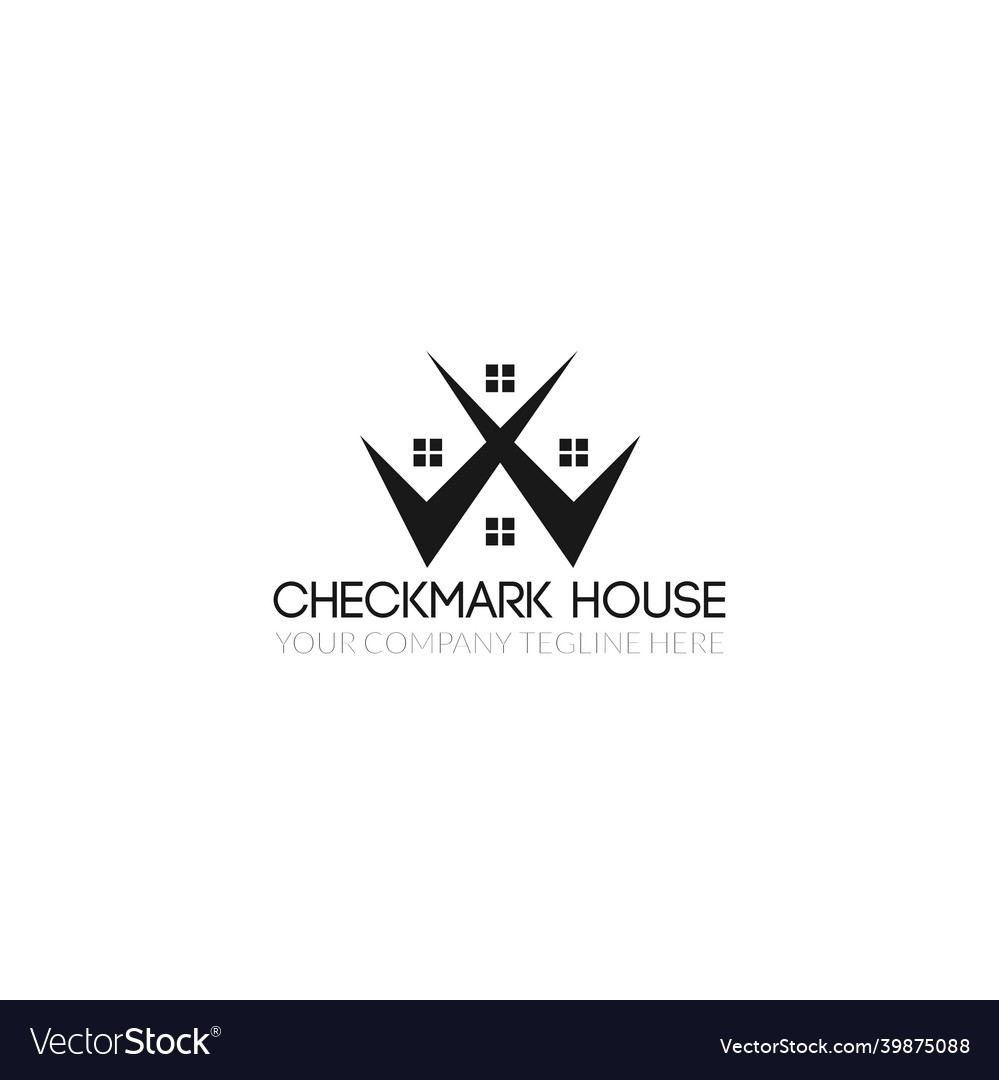 Checkmark Haus Logo Design vector image Checkmark Haus Logo Design