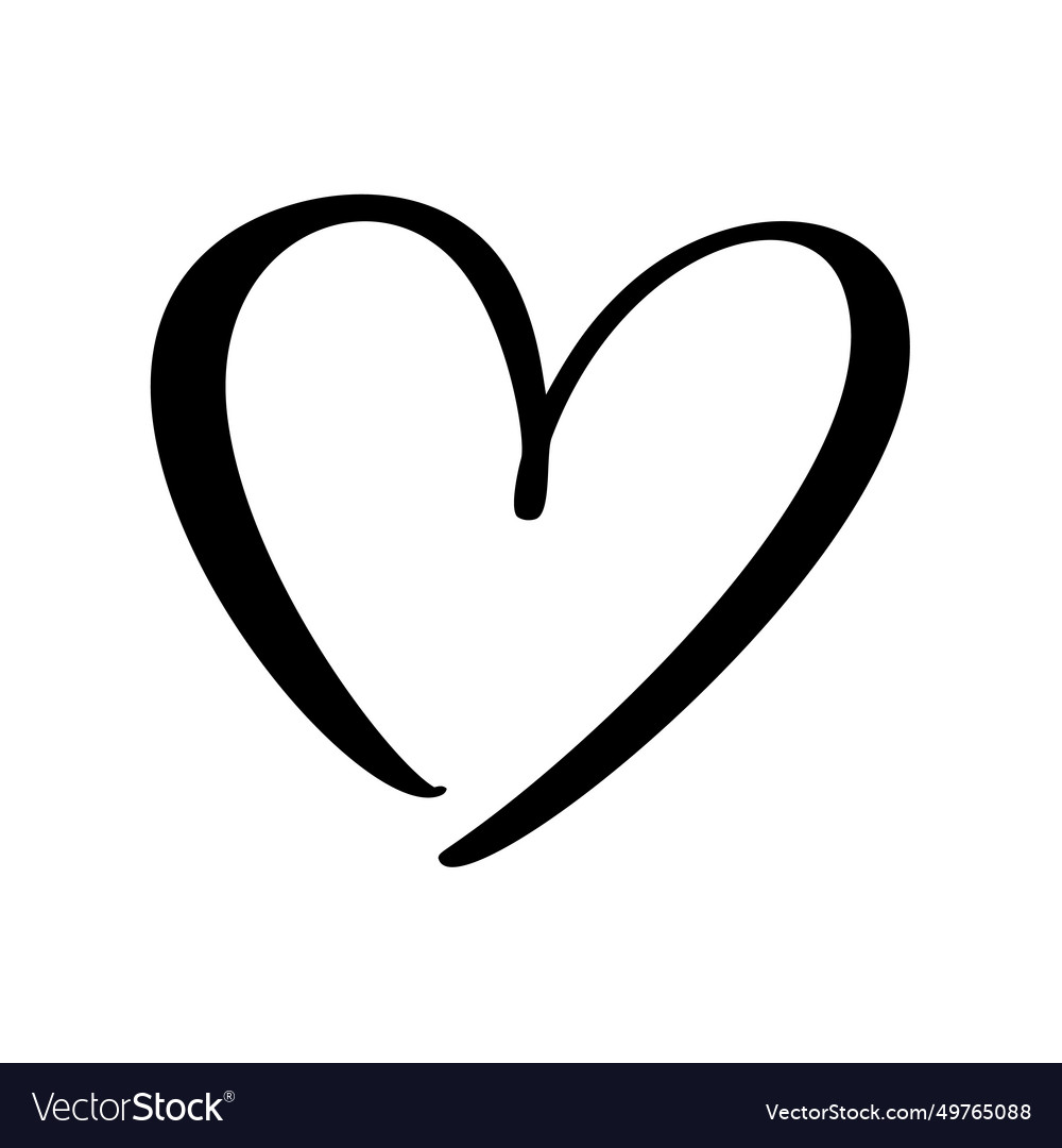 Love black heart shape frame with brush Royalty Free Vector