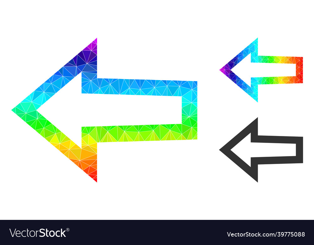 Lowpoly arrow left icon with rainbow