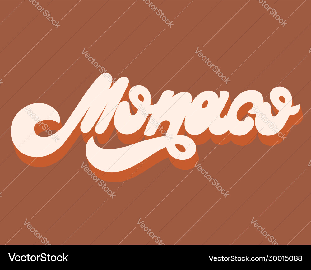 Monaco hand drawn lettering isolated template Vector Image